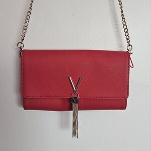 Authentic Valentino Red Crossbody Bag with Gold Chain